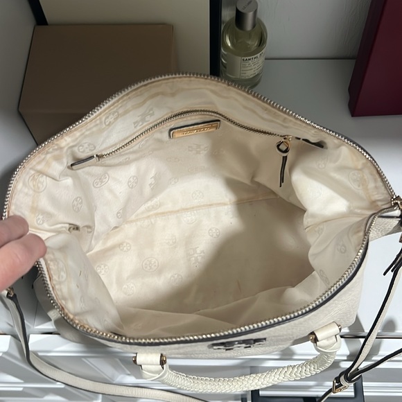 {Tory Burch} Off-White Leather Tote Bag - Picture 2 of 5
